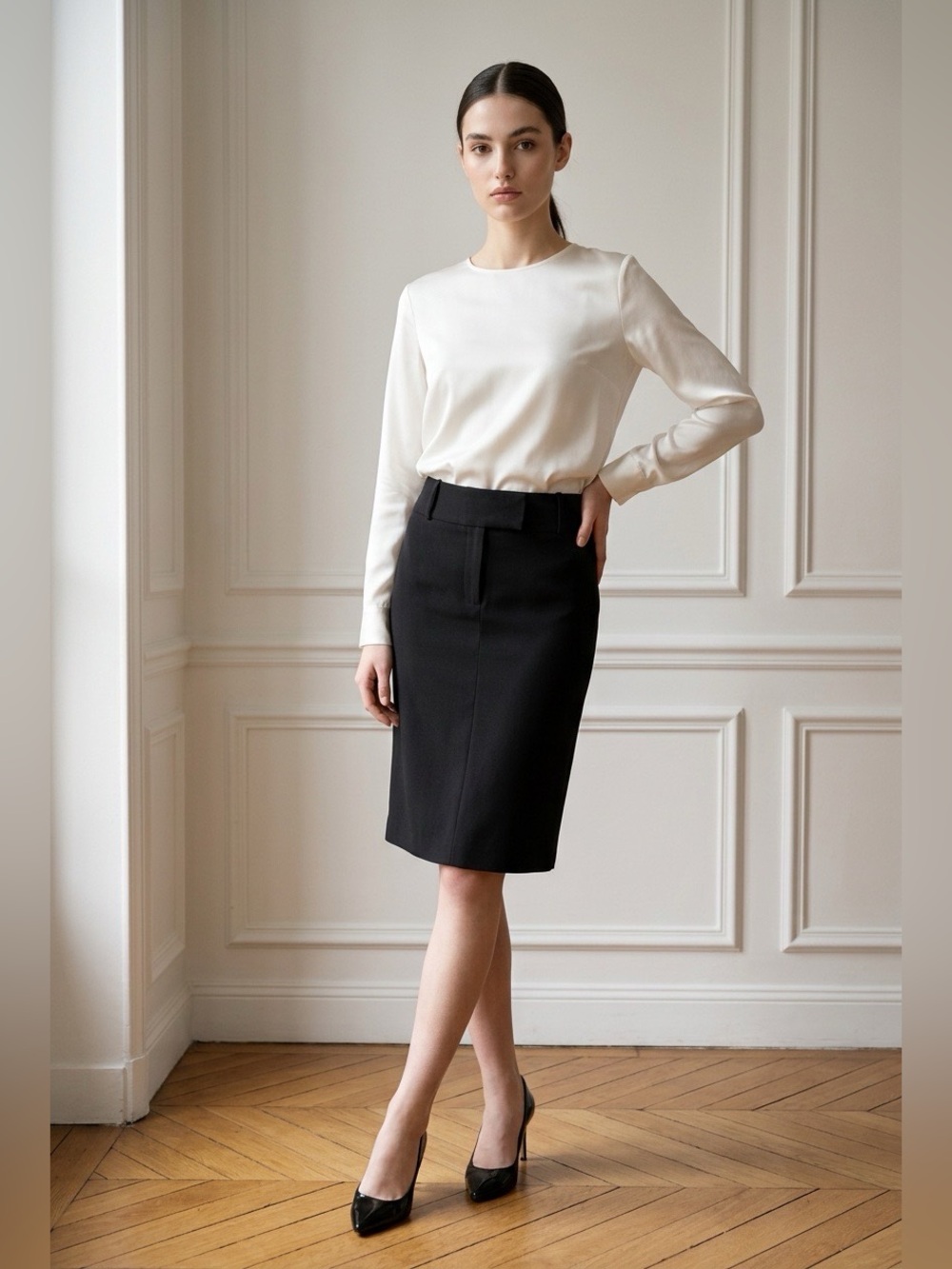 Gavin-Classic Black Pencil Skirt - Women's Professional Skirt